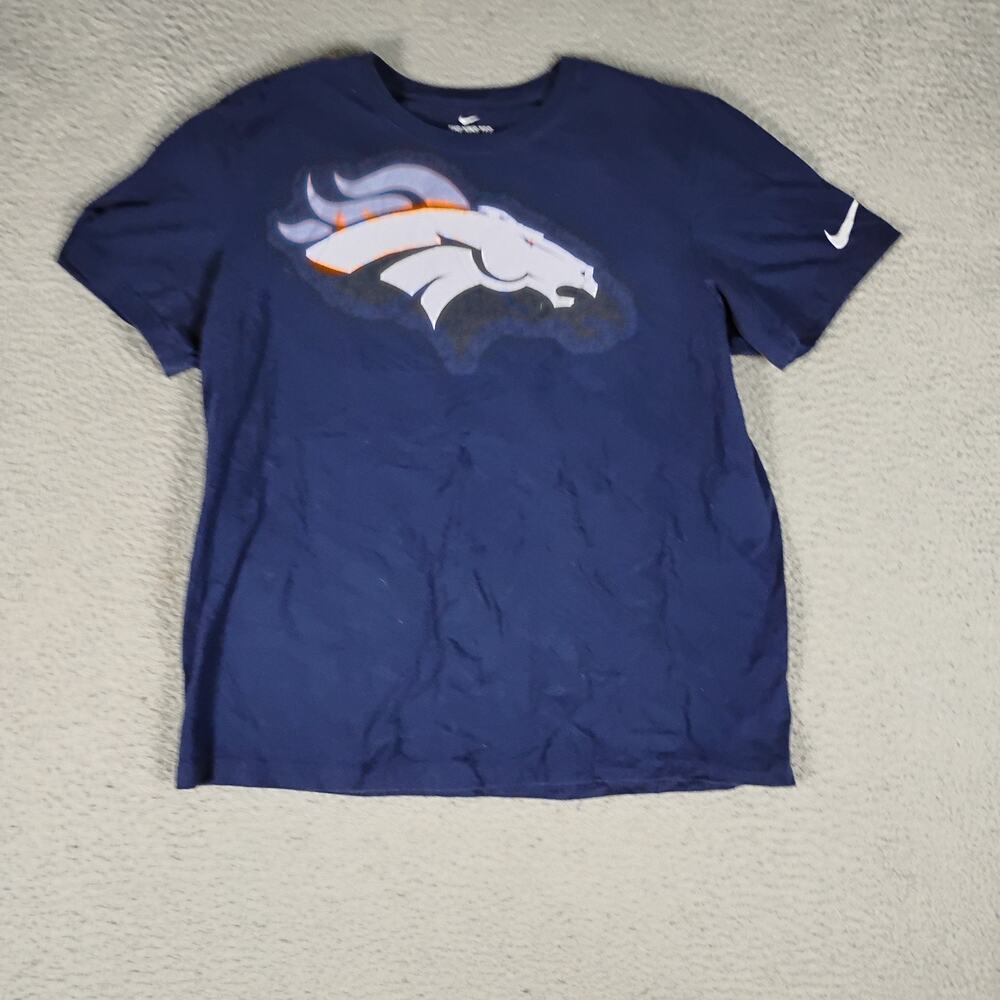 Nike Denver Broncos NFL Football Shirt Mens XL Navy Blue Graphic Print Casual